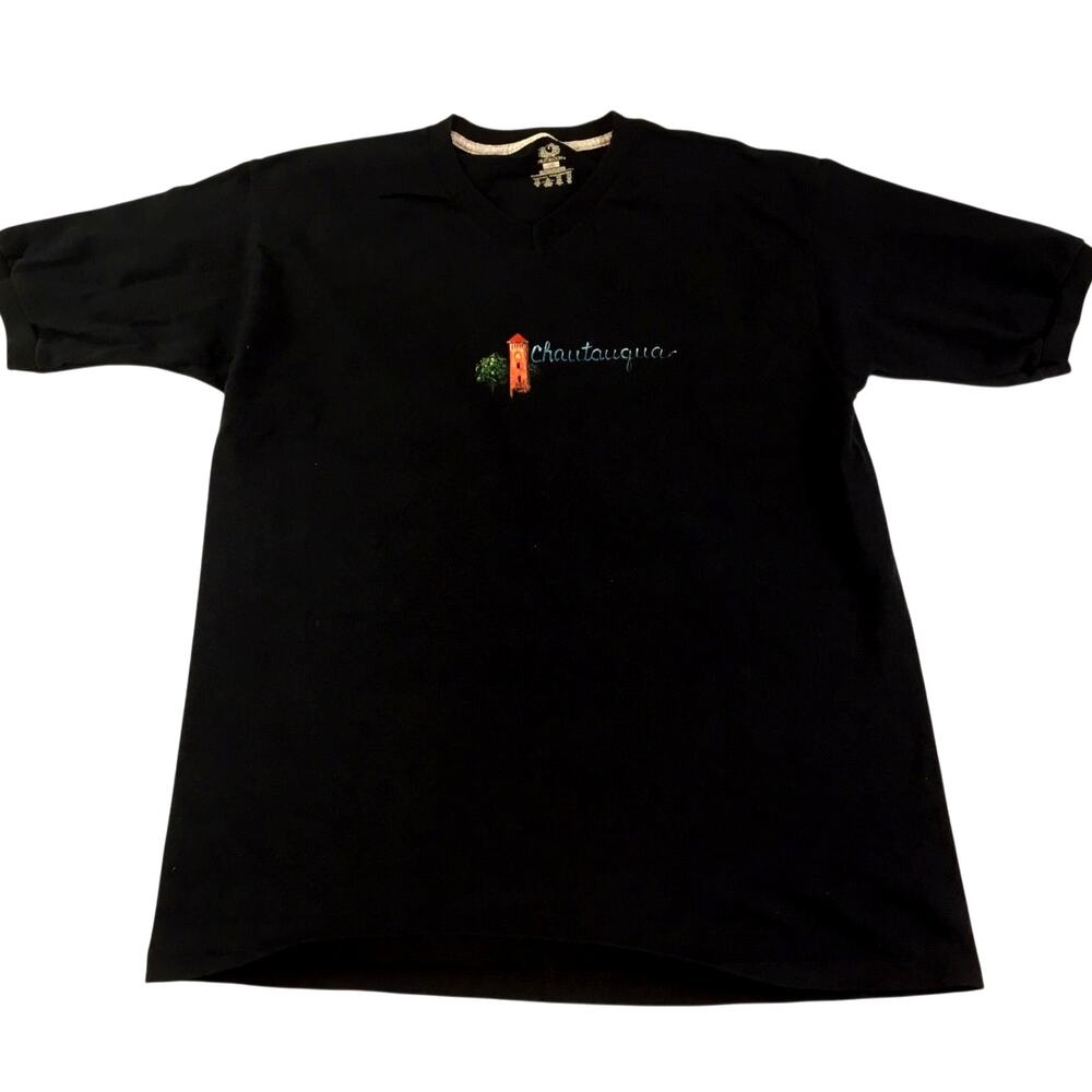 Chautauqua T-Shirt V-Neck Miller Bell Tower Size Large